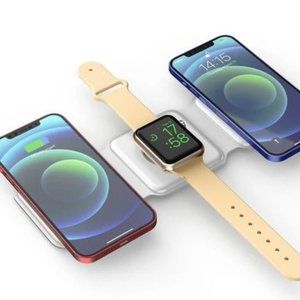 15W 3 in 1 Magnetic Wireless Portable Charger Stand for Apple 12 Airpods & Watch